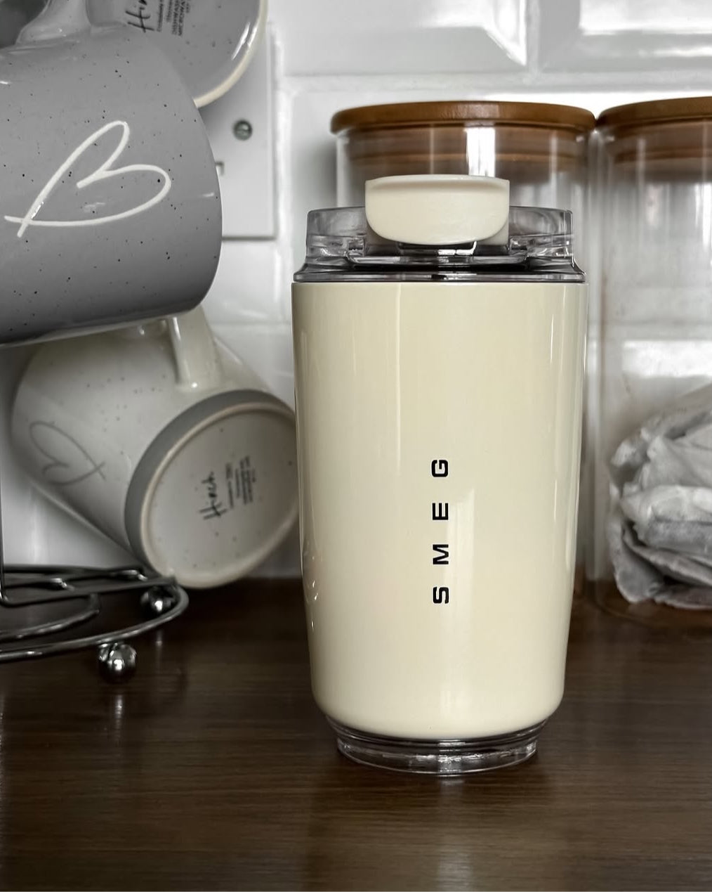 SMEG Insulated Coffee Mug | Stainless Steel with Lid| Lightweight Thermos for Travel