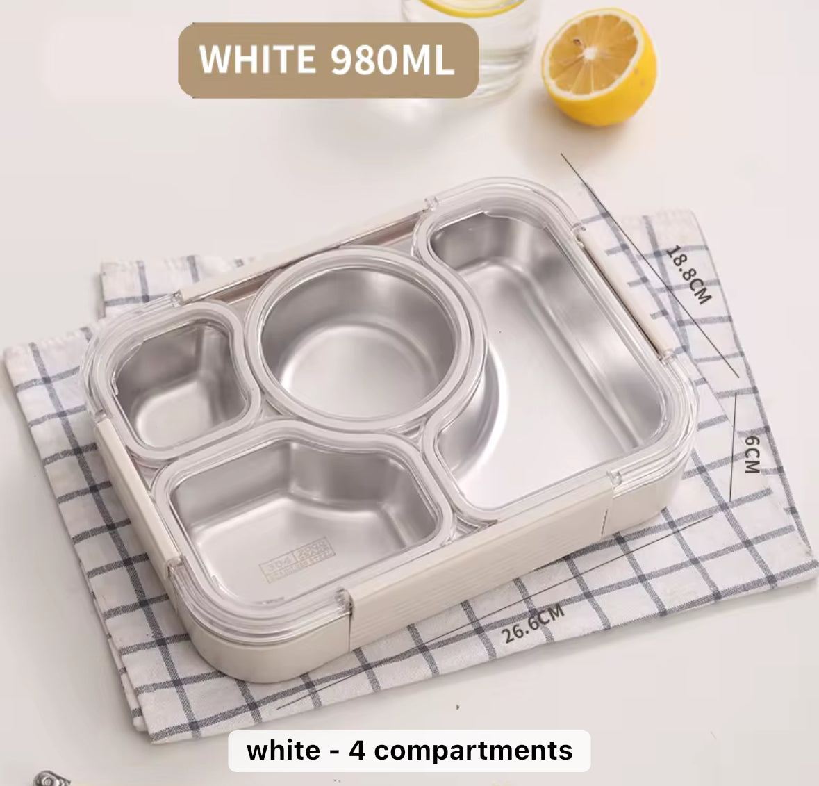 Stainless Steel Bento Lunch Box for Kids - 4 compartments