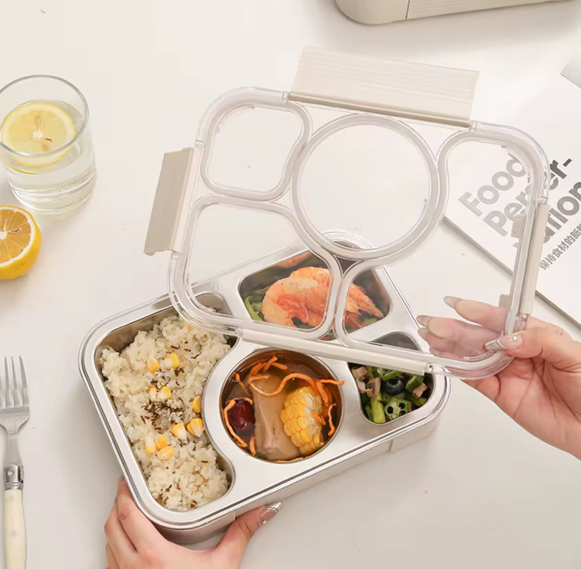 Stainless Steel Bento Lunch Box for Kids - 4 compartments