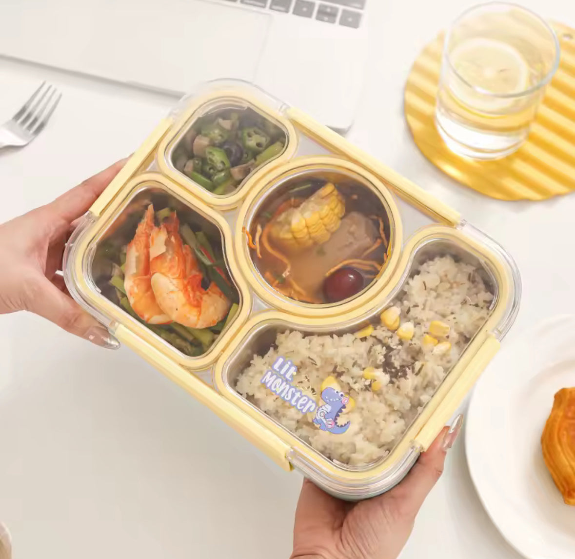 Stainless Steel Bento Lunch Box for Kids - 4 compartments