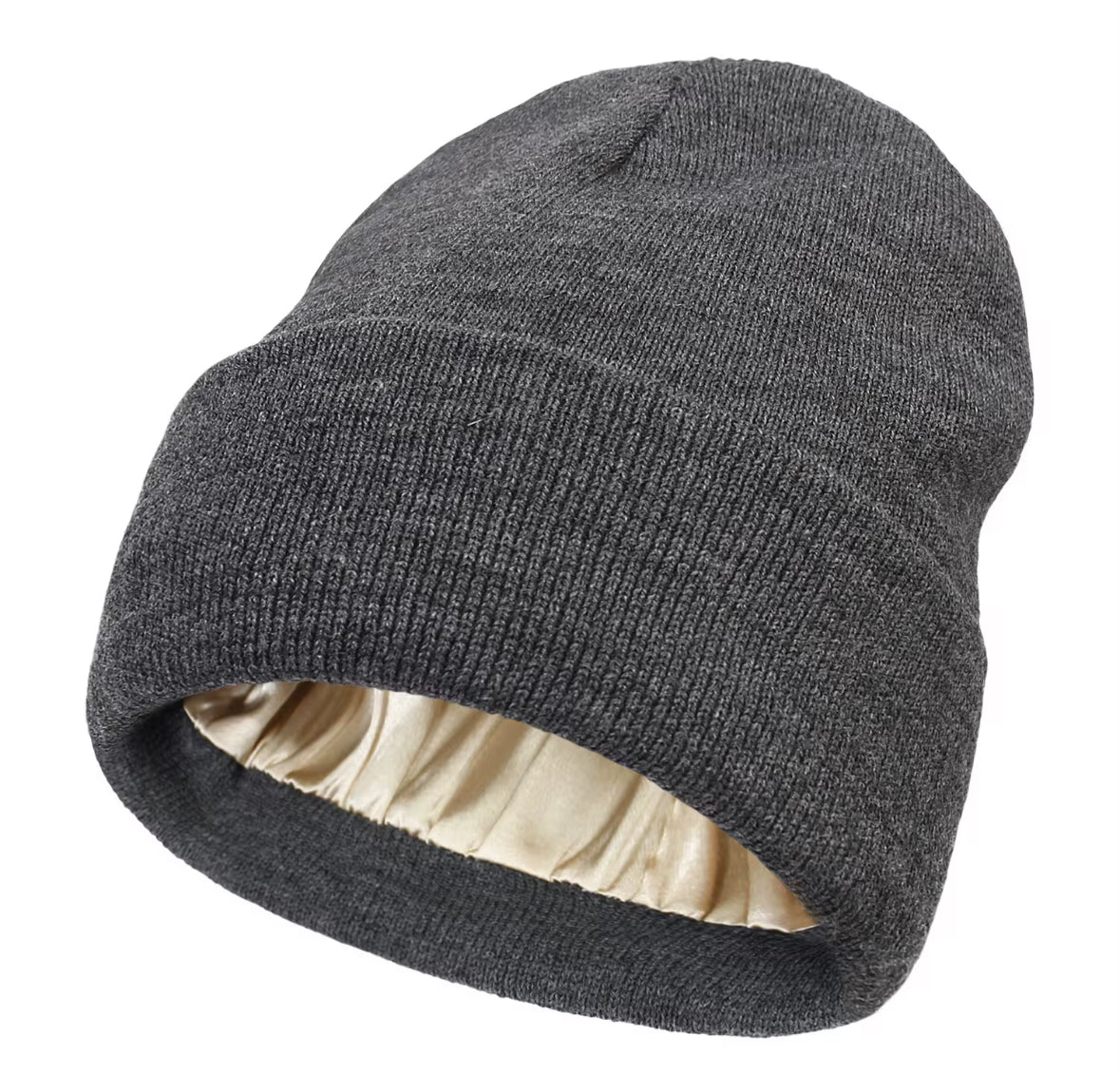 Satin-Lined Knit Beanie – Anti-Frizz, Anti-Static Winter Hat