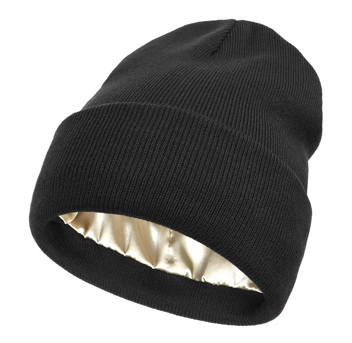 Satin-Lined Knit Beanie – Anti-Frizz, Anti-Static Winter Hat