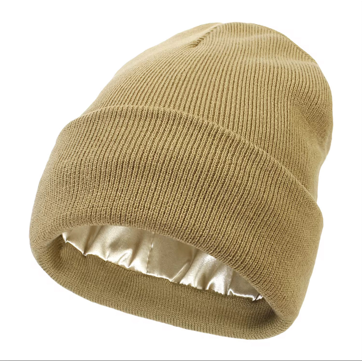 Satin-Lined Knit Beanie – Anti-Frizz, Anti-Static Winter Hat