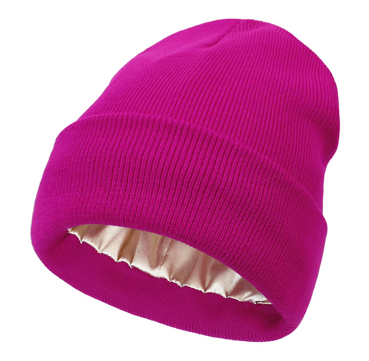 Satin-Lined Knit Beanie – Anti-Frizz, Anti-Static Winter Hat
