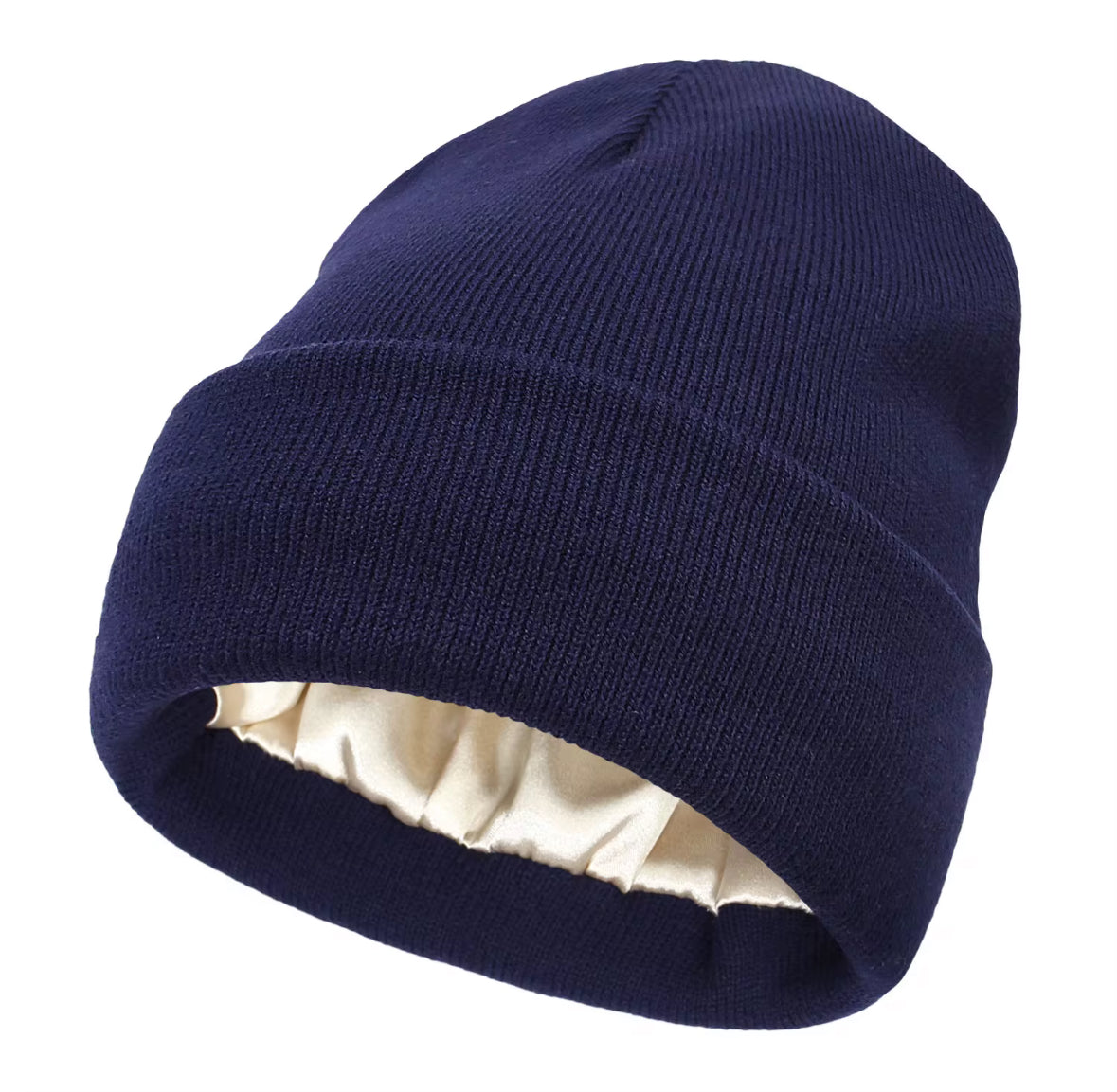 Satin-Lined Knit Beanie – Anti-Frizz, Anti-Static Winter Hat