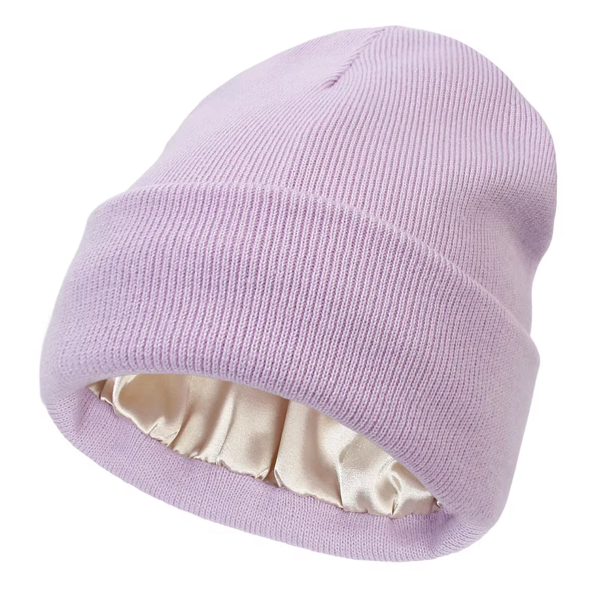 Satin-Lined Knit Beanie – Anti-Frizz, Anti-Static Winter Hat
