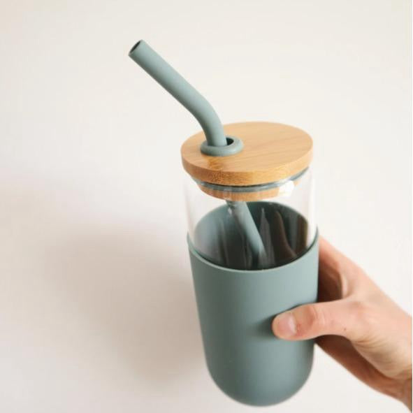 Glass Tumbler with Bamboo Lid & Silicone straw