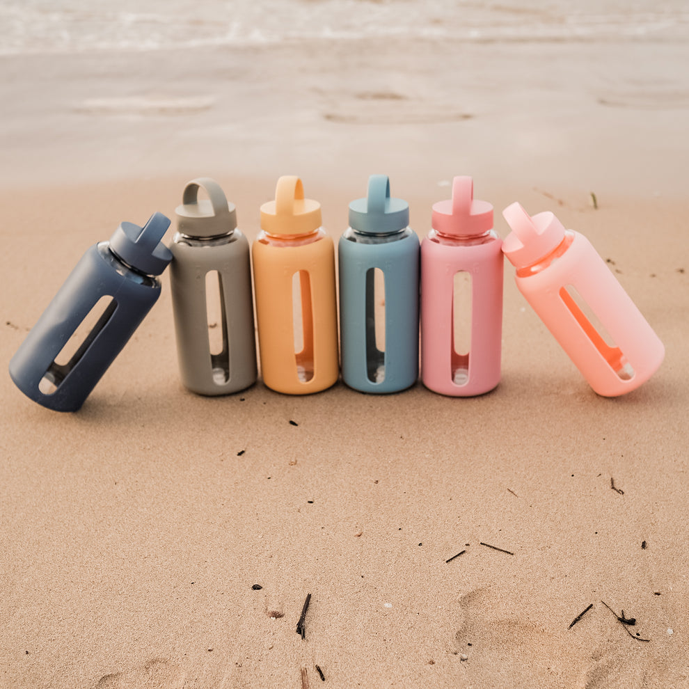 Hydration Glass Water bottle with Silicon Sleeve