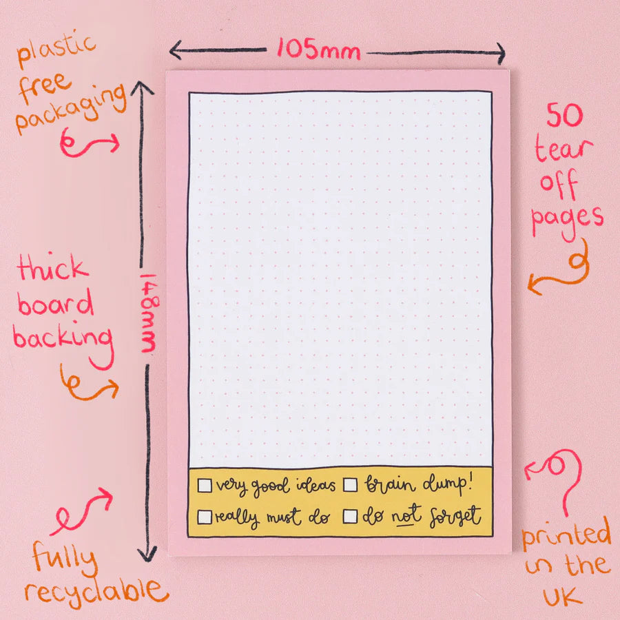A6 Notepad - Pink Grid