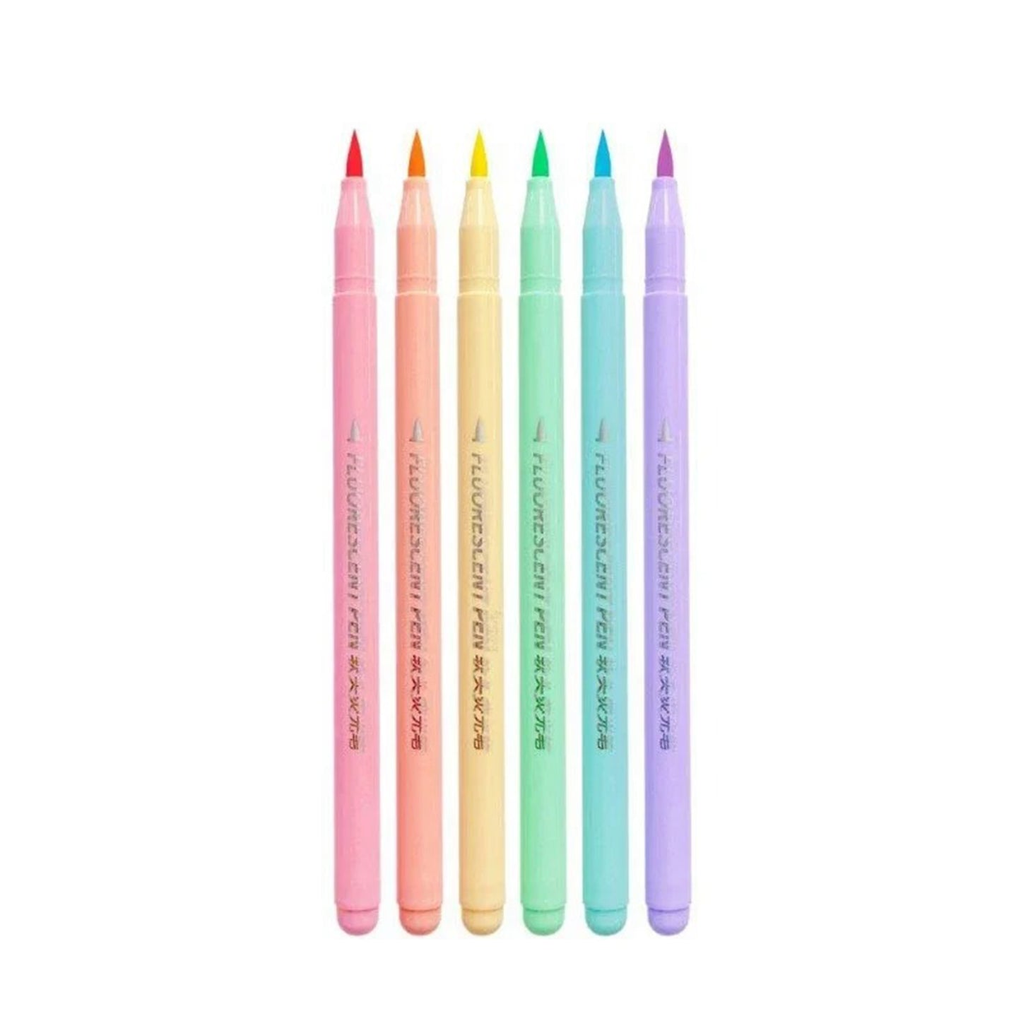 6 colours Soft Brush Fluorescence Pastel Pen Set