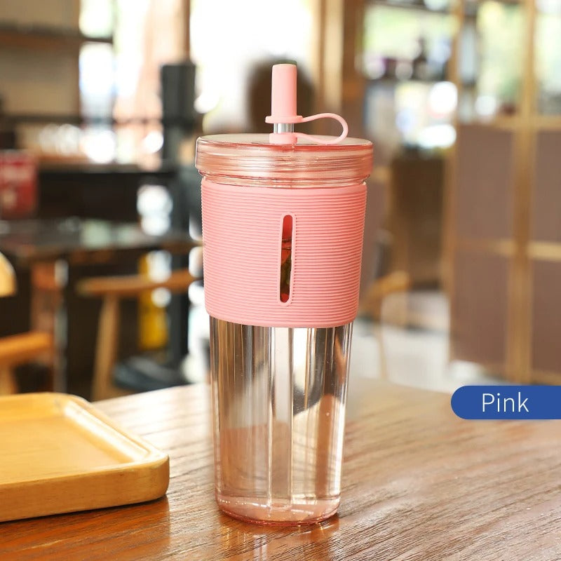 Tumbler with Straw and Lid - Clear Acrylic Tumbler | Double Walled Insulated Reusable Plastic