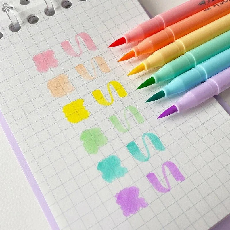 6 colours Soft Brush Fluorescence Pastel Pen Set