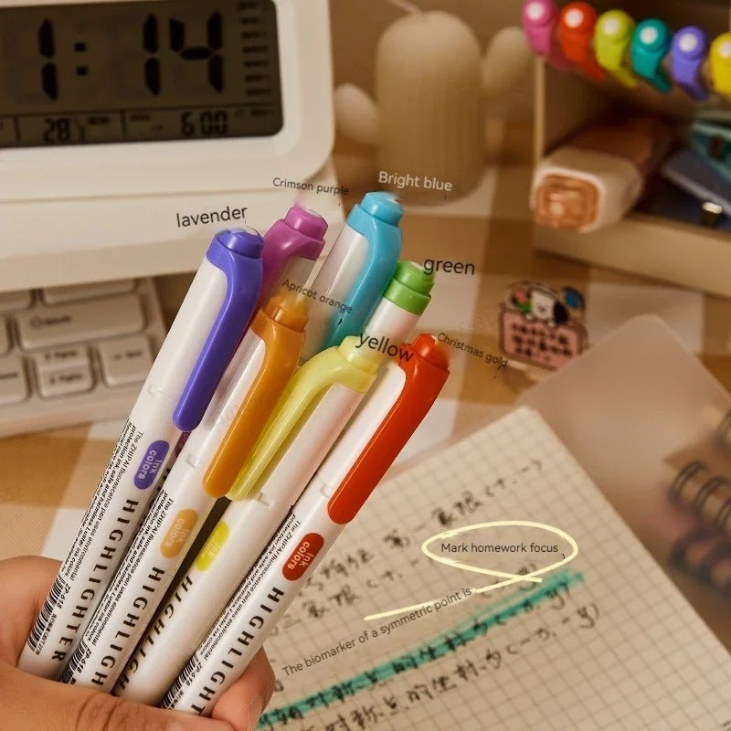 5 Colors/box Double Headed Highlighter Pen Set