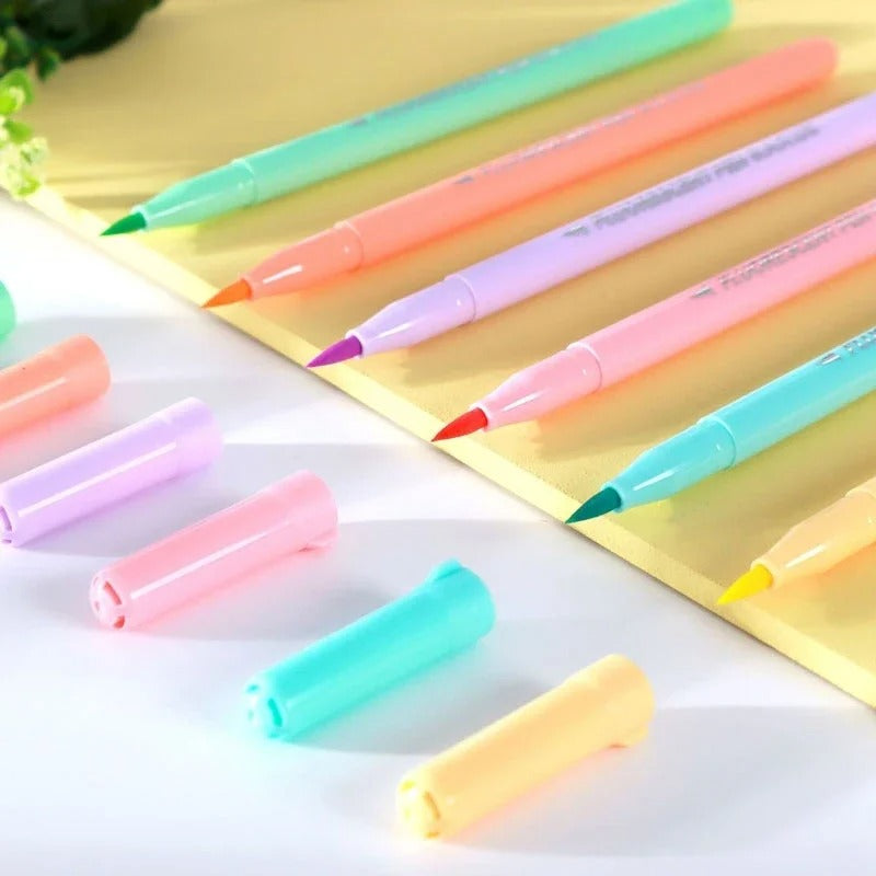 6 colours Soft Brush Fluorescence Pastel Pen Set