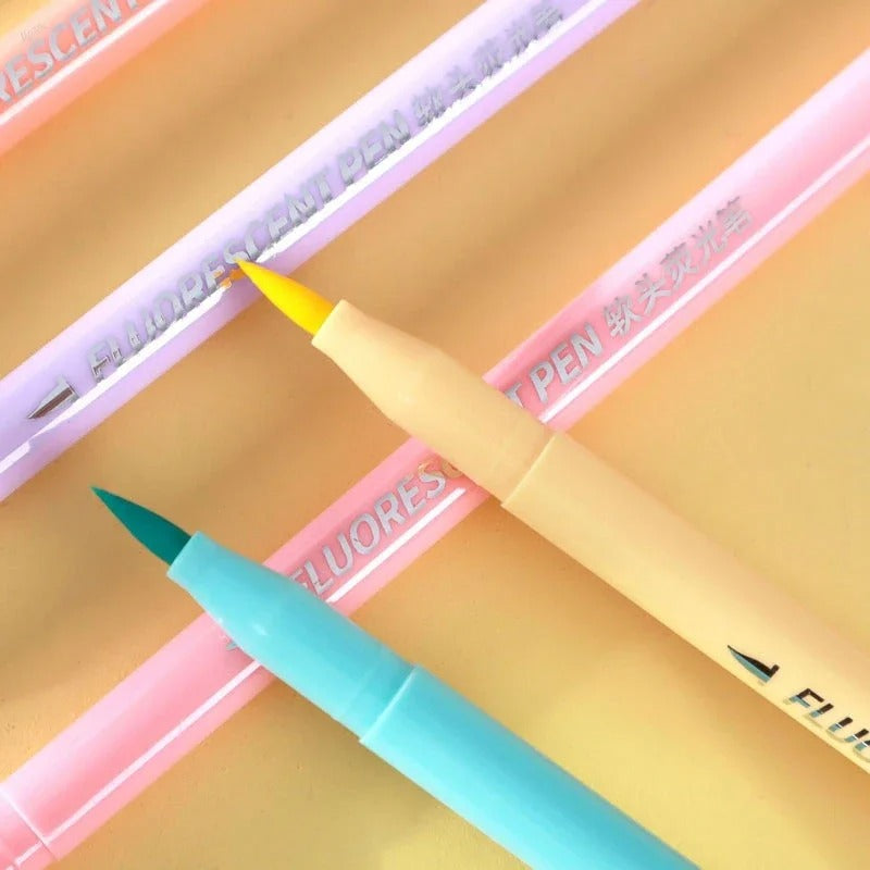 6 colours Soft Brush Fluorescence Pastel Pen Set