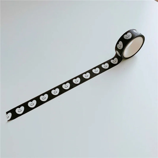 White hearts on black washi tape