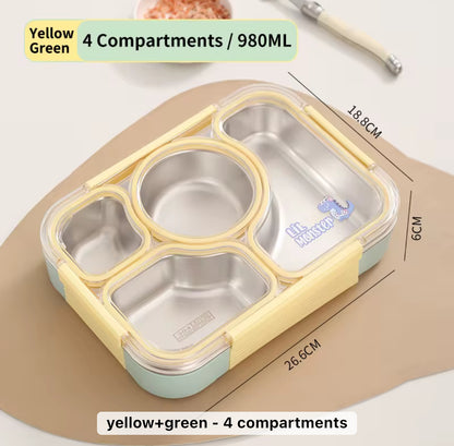 Stainless Steel Bento Lunch Box for Kids - 4 compartments