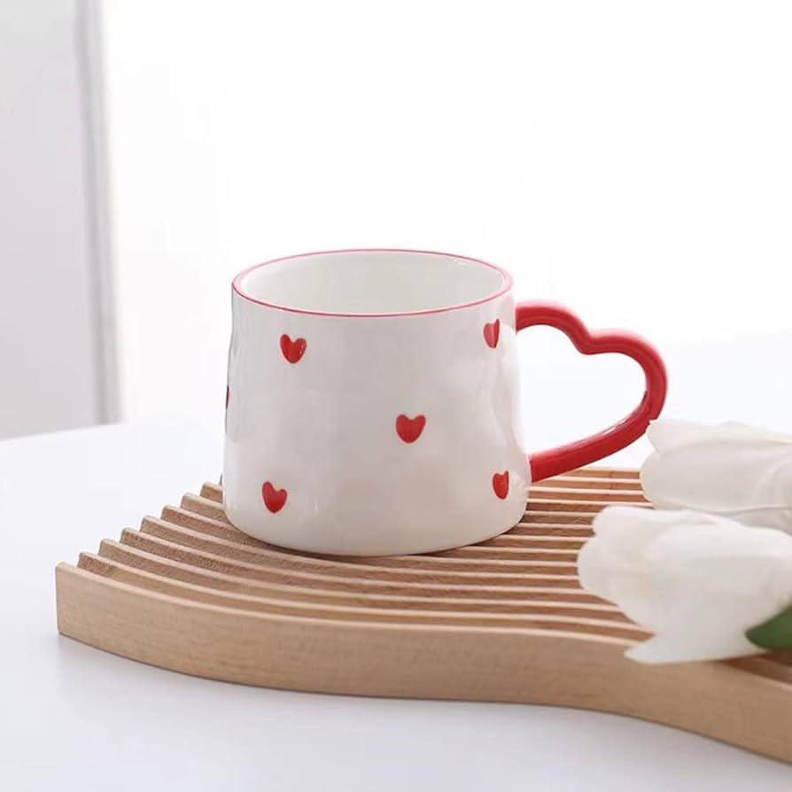 Ceramic Mug Cute Heart Shape Lightweight Drinkware - Cup