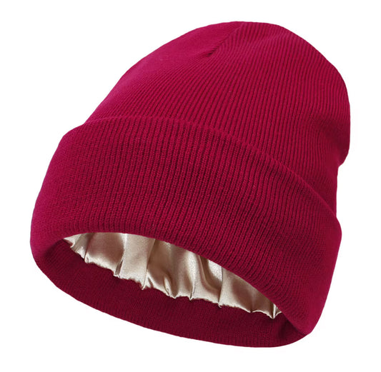 Satin-Lined Knit Beanie – Anti-Frizz, Anti-Static Winter Hat
