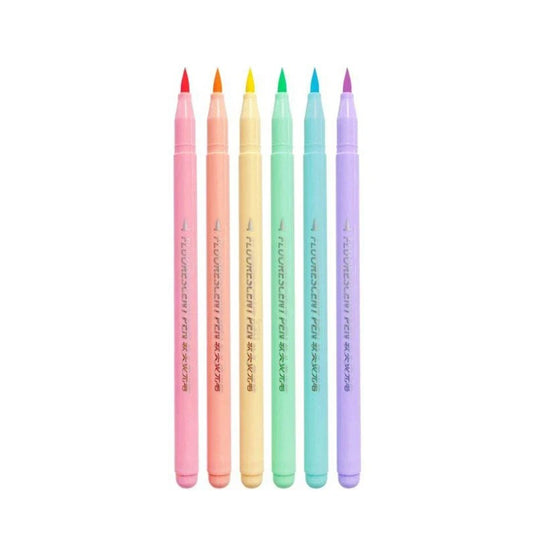 6 colours Soft Brush Fluorescence Pastel Pen Set