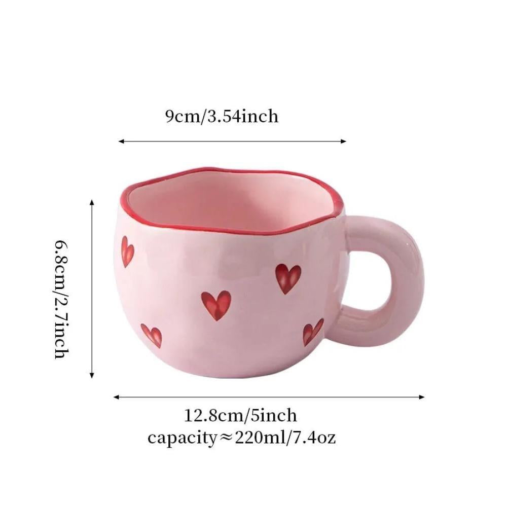 Pink Ceramic Love Heart Coffee Mug - Drinkware Cup