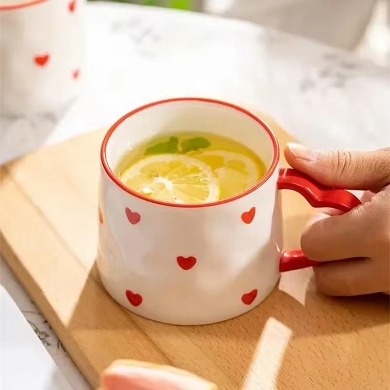 Ceramic Mug Cute Heart Shape Lightweight Drinkware - Cup