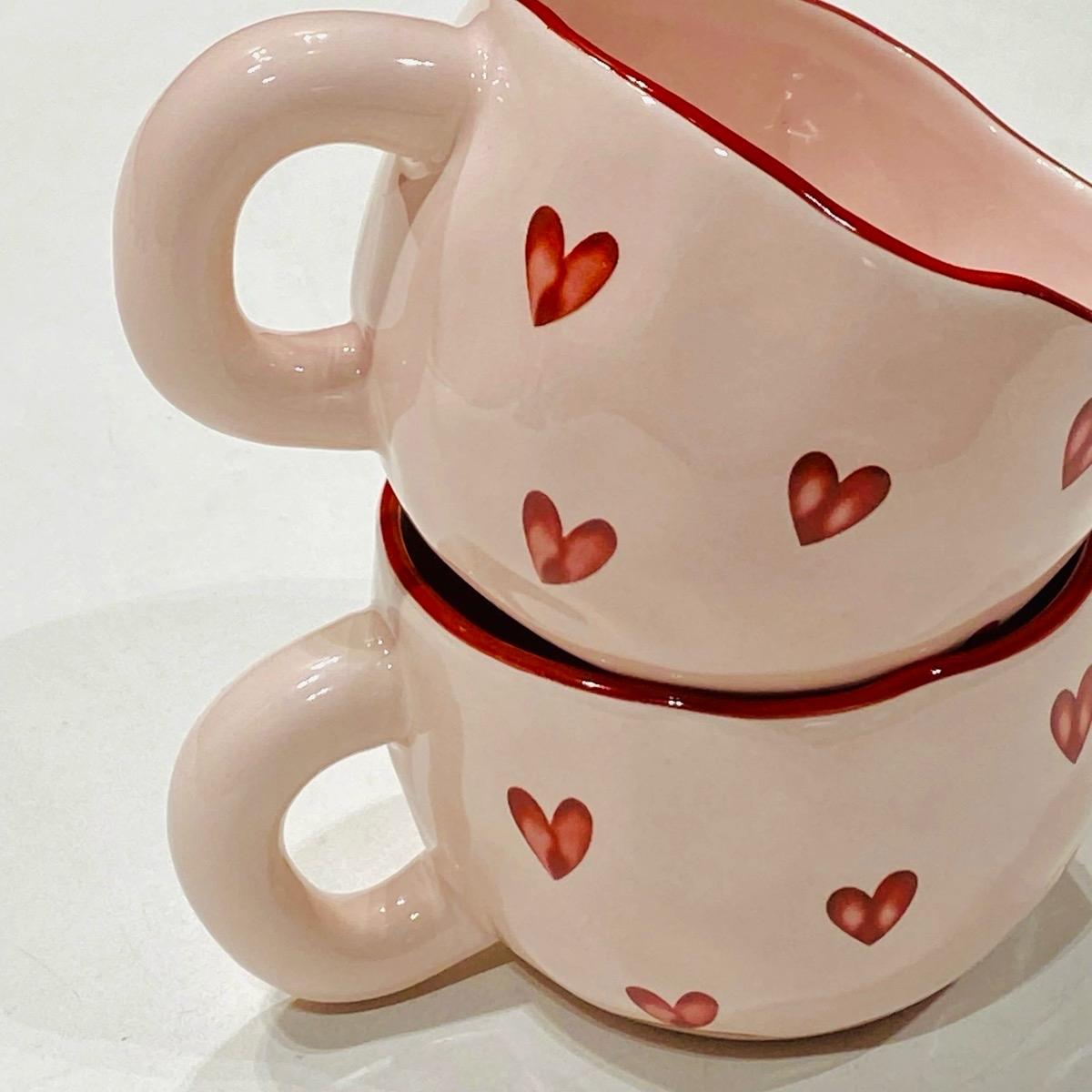 Pink Ceramic Love Heart Coffee Mug - Drinkware Cup