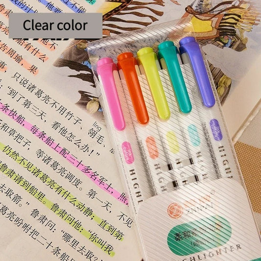 5 Colors/box Double Headed Highlighter Pen Set