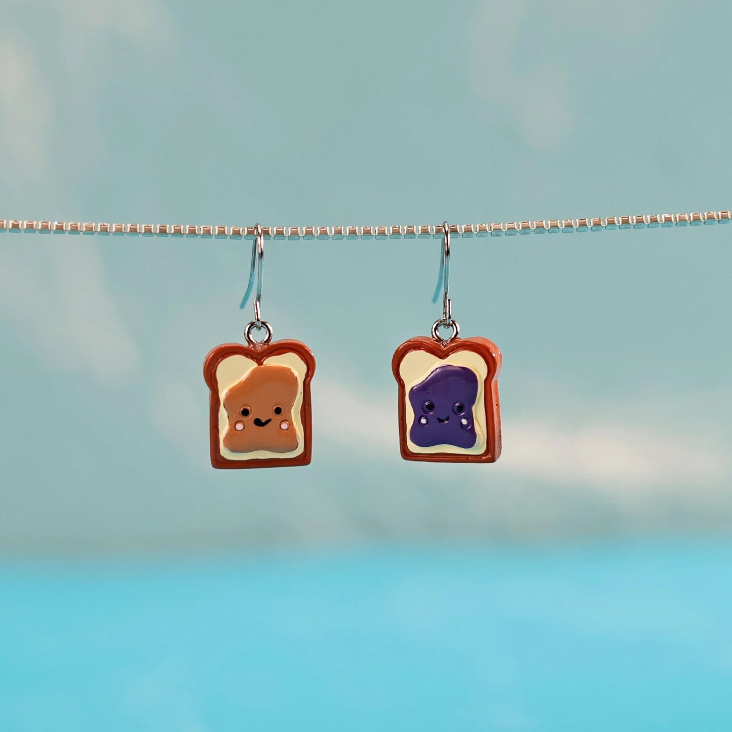 Cute Toast Drop Earrings - Hand-Painted Resin Material