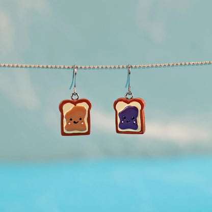 Cute Toast Drop Earrings - Hand-Painted Resin Material
