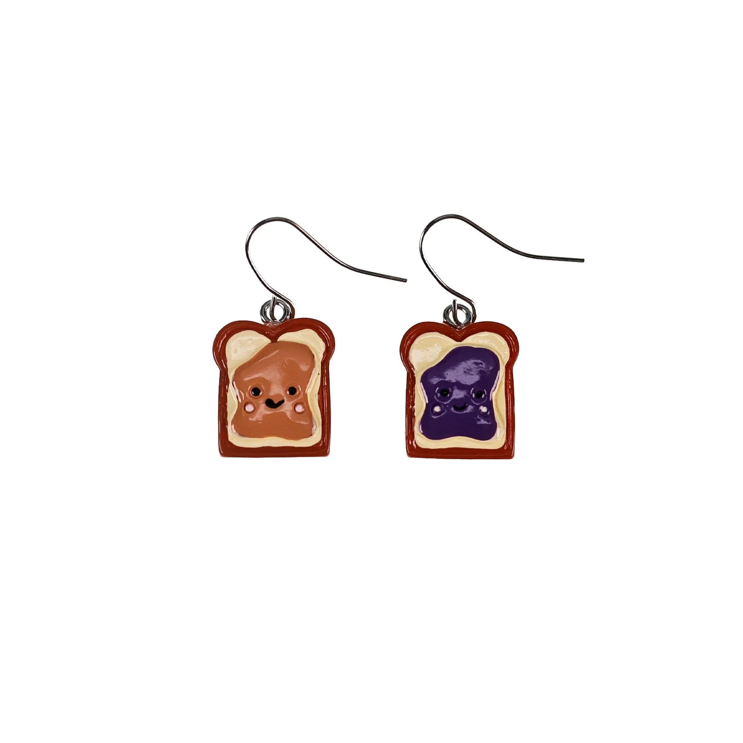Cute Toast Drop Earrings - Hand-Painted Resin Material
