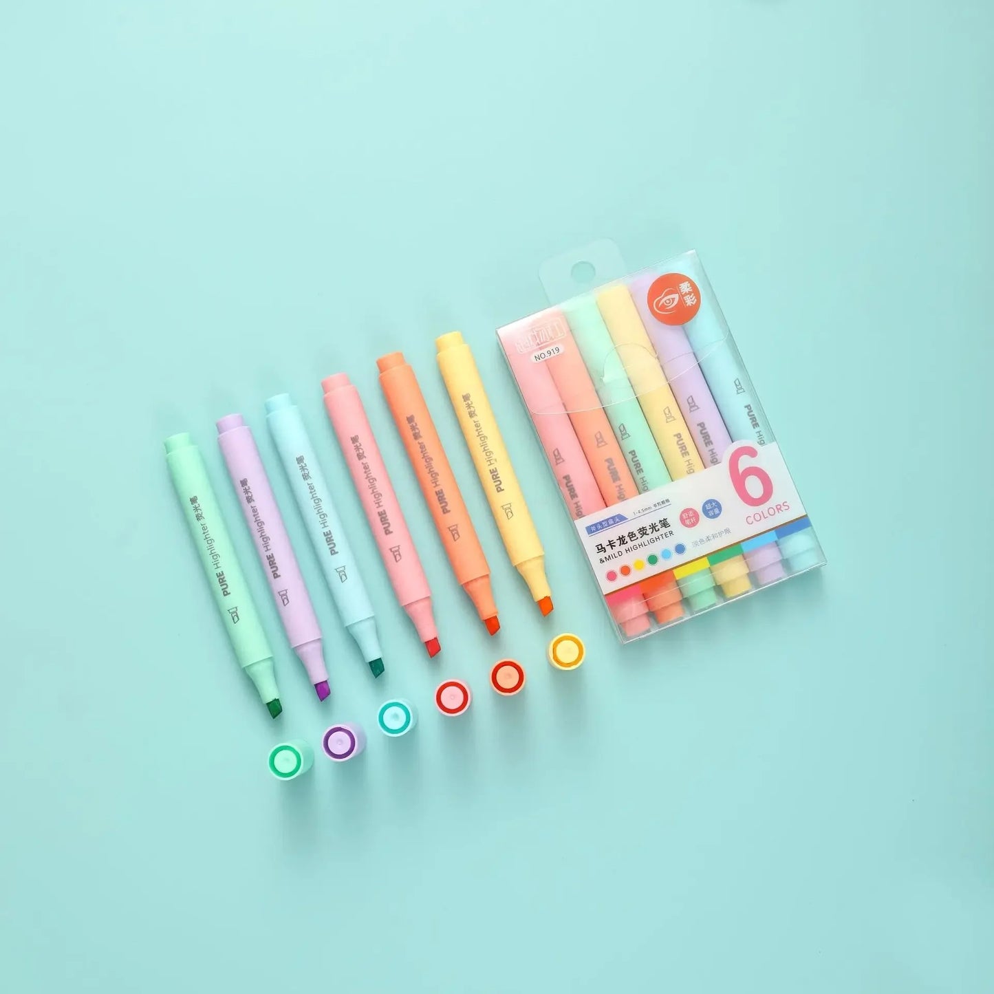 6Pcs Pastel Colour Macaron Highlighter Pens