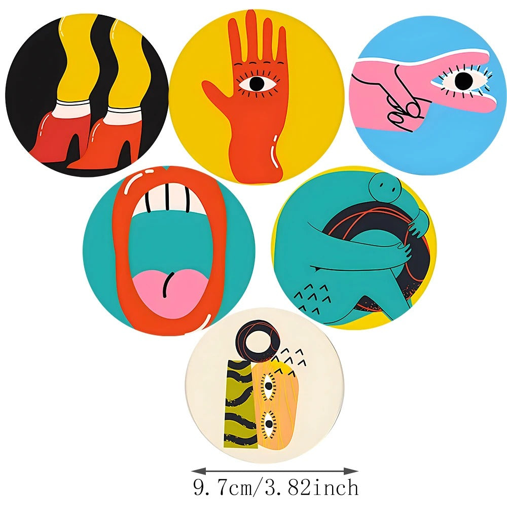 Picasso Style Coasters Set - 6 Pieces for Tableware