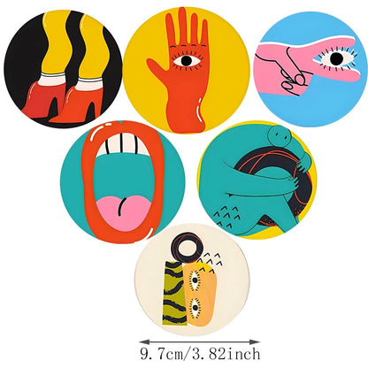 Picasso Style Coasters Set - 6 Pieces for Tableware