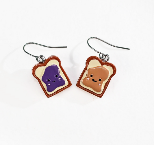 Cute Toast Drop Earrings - Hand-Painted Resin Material